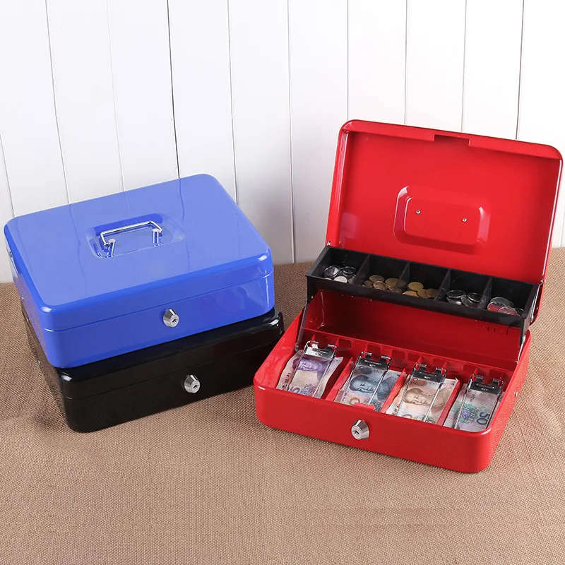 lockable metal money safe box with drawer