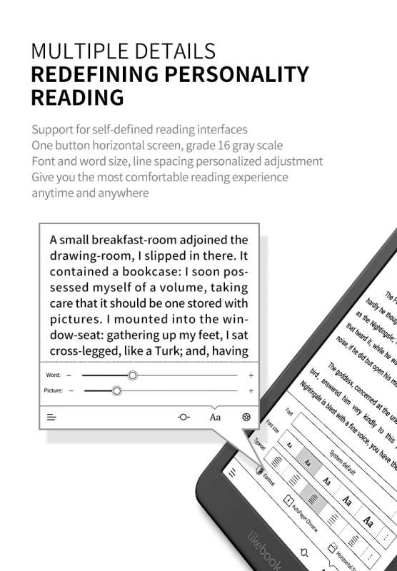 BOYUE 7.8 Inch T80D Likebook Mars eBook Reader e-ink eReader 8 Core Android 6.0 2G/16G Card Slot -