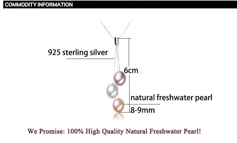 100% Natural Freshwater Pearl Genuine 925 Sterling Silver Necklace - Multicolor
