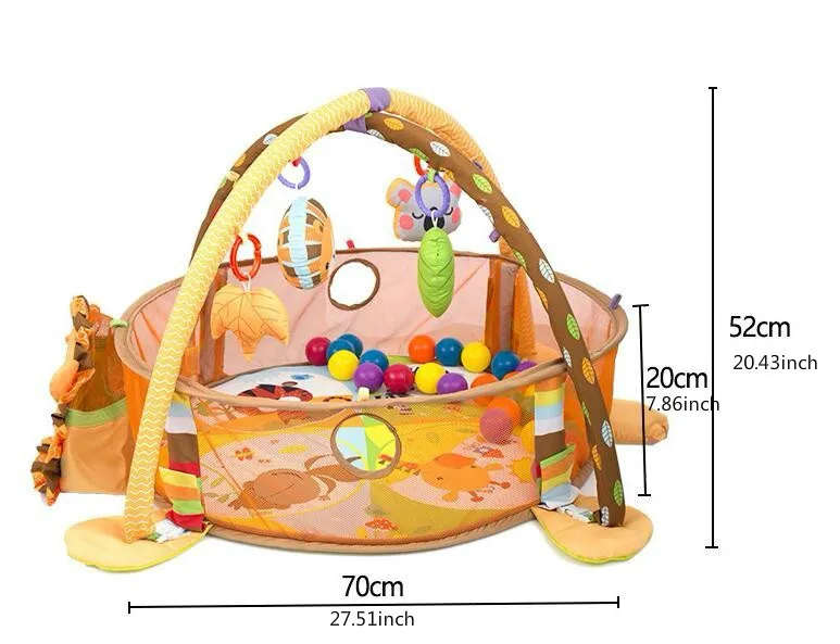 3 In 1 Baby Play Mat Round Lion Turtle Crawling B