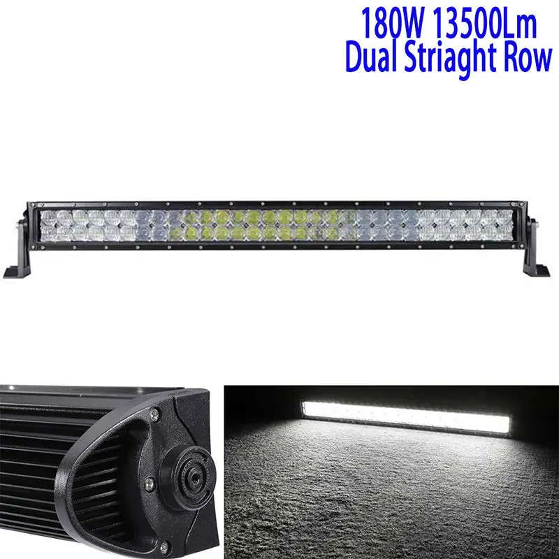 180w 5D LED driving Light Bar Led Work Light Bar straight Roof Offroad Truck SUV ATV UTV Boat 4WD 6000k white PC lens Flood Spot Combo 12 24V Led Off Road auto Car For Jeep Driving 4x4 External pickup boat motor trailer 1