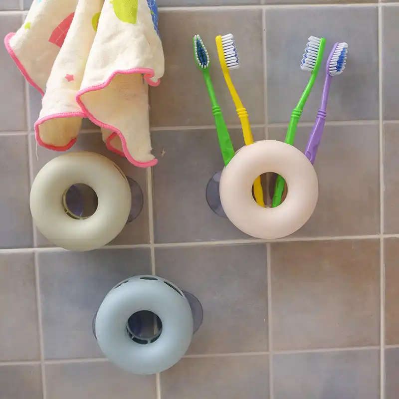 Lemonbest Cartoon Sucker Donut Toothbrush Holder Wall Suction Hook Tooth Brush Holder Home Decor For Kids Bathroom Accessories