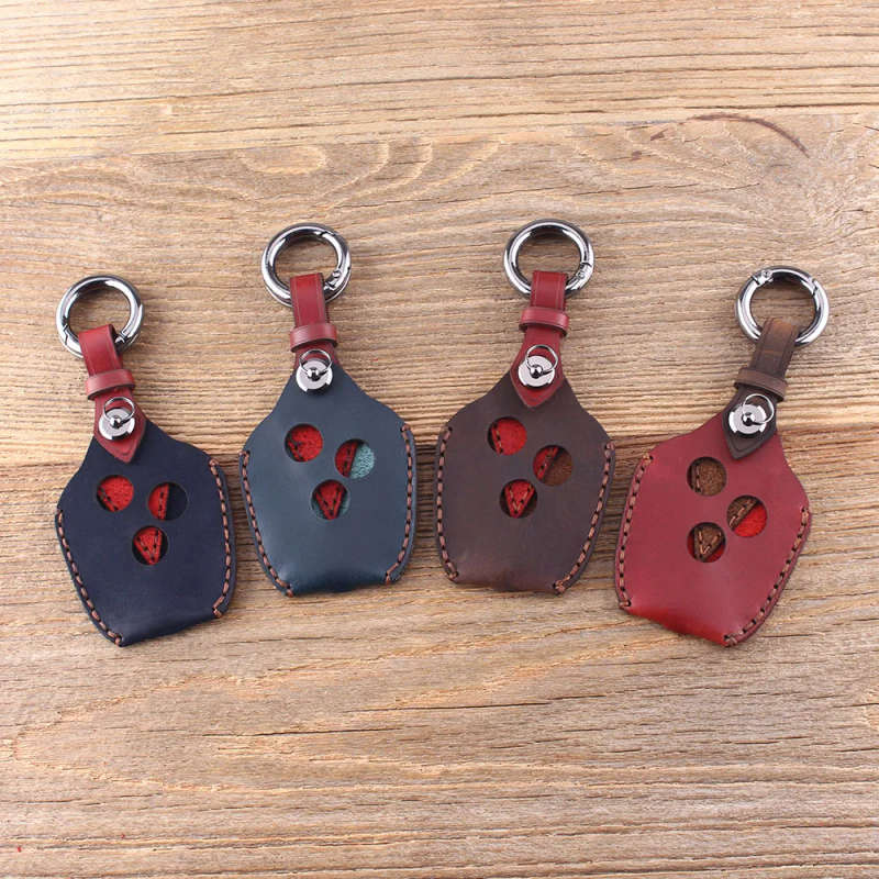 Remote Key Leather Key Case Fob 3 Button For Renault Kangoo II Clio III Protector Key Bag
