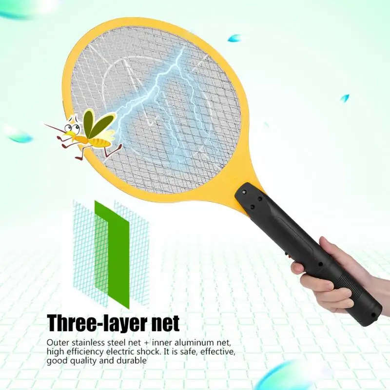 Cordless Rechargeable Electric Fly Mosquito Killer Swatter Bug Zapper Racket