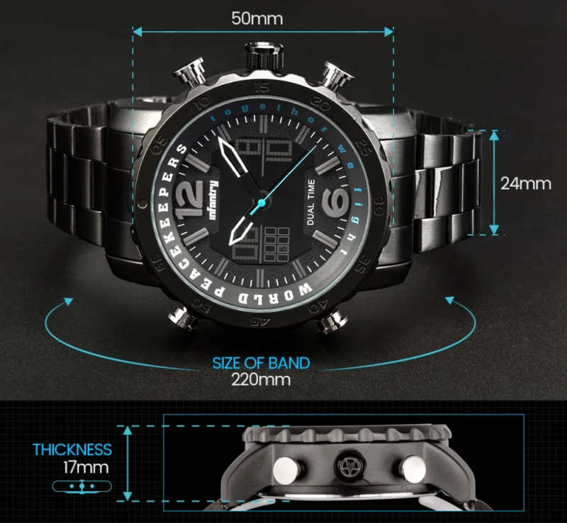 Retail: R3499.00 INFANTRY MILITARY CO. THICK/HEAVY Dual Time Peace Keeper Watch Brand new BOXED!!