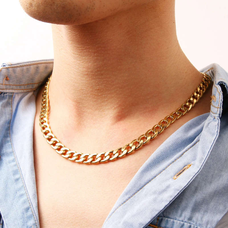 Genuine Stainless Steel Necklace For Man Women Gold Color