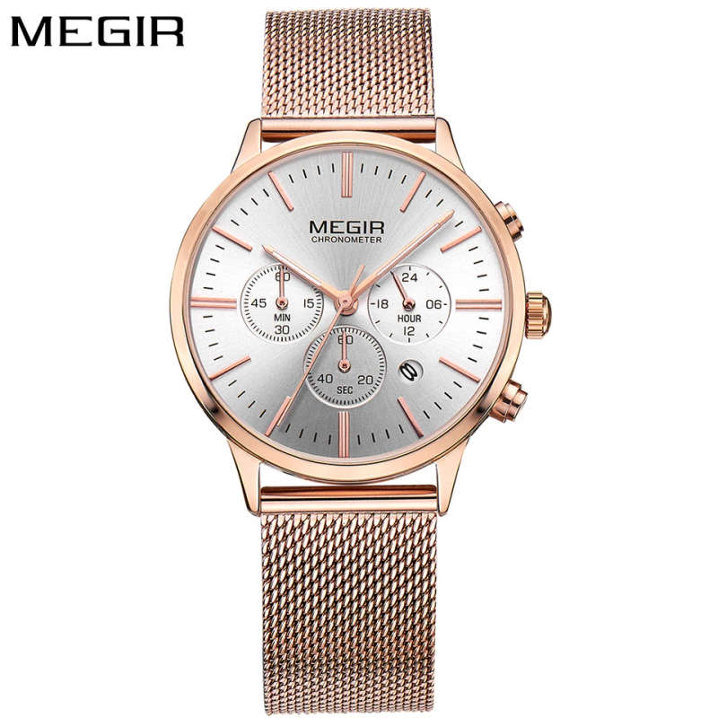 Megir luxury women watch rose gold quartz womens watches top brand ...