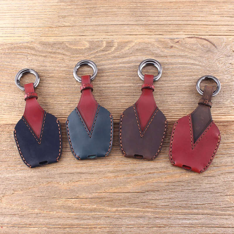 Remote Key Leather Key Case Fob 3 Button For Renault Kangoo II Clio III Protector Key Bag