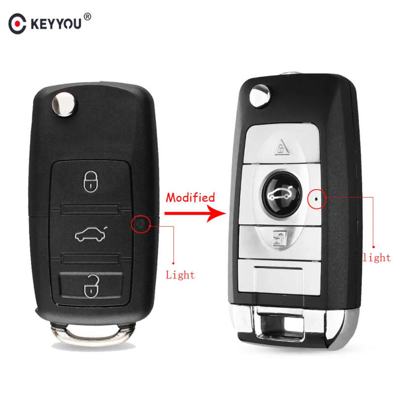 3 Button Remote Flip Folding Car Key Shell for VW MK4 Bora Golf 4 5 6 Passat Polo Bora Touran