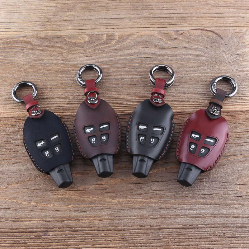 4 Button Key Fob Shell Case For SAAB 9-3 93 2003-2009 Leather Key Cover Keychain Car Key Bag Case