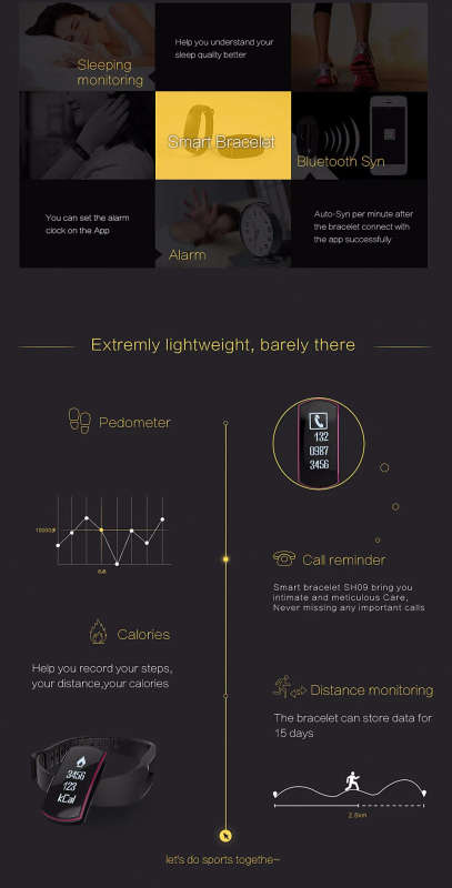 Smart band Bracelet IP67 Heart Rate Monitor Sport Fitness Tracker for Android iOS smartphone (9)