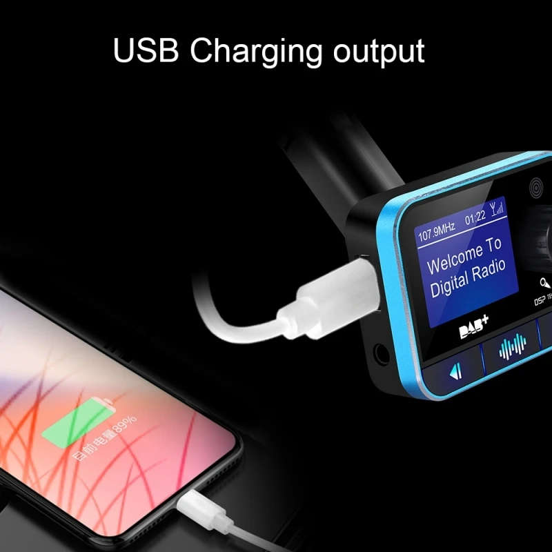 DAB008 Car FM Transmitter DAB Digital Radio Bluetooth MP3 Player FM Transmitter