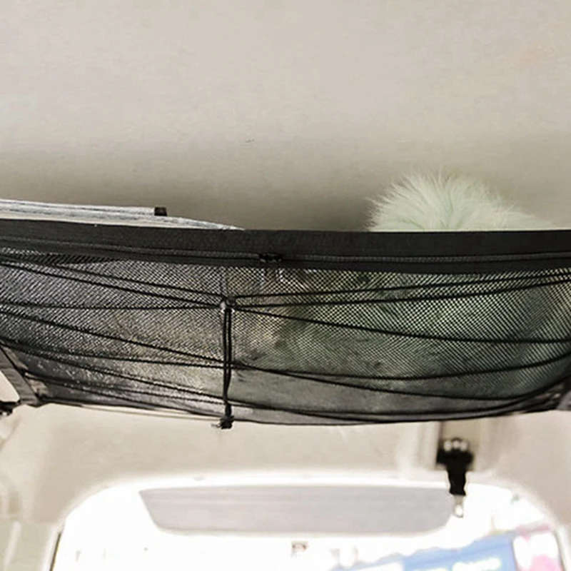 Car Ceiling Cargo Net Pocket Camping Storage Tent Large Capacity Double-Layer Mesh