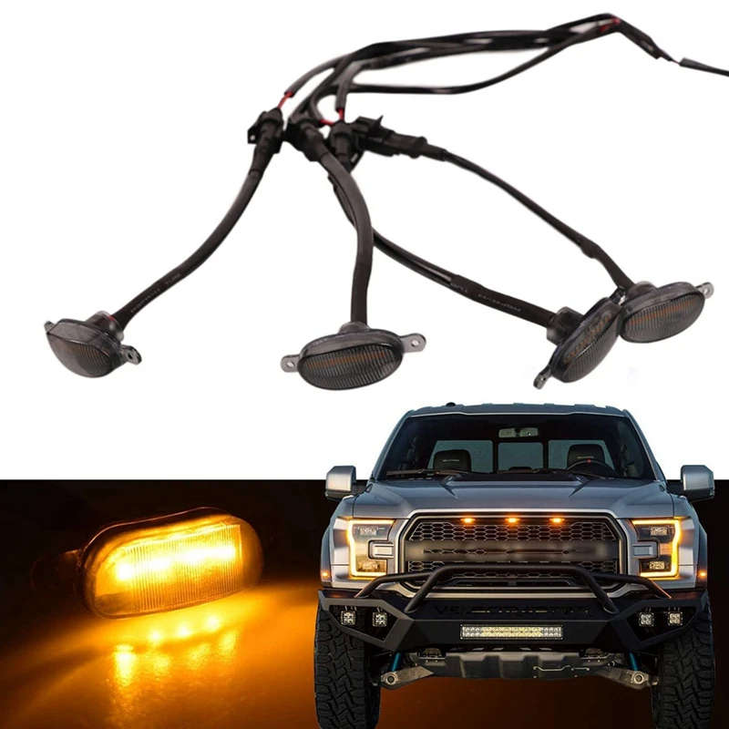 Car Bumper Front Grille Light Amber LED Grille Light for Toyota Kia Honda Mercedes Ford Chevrolet