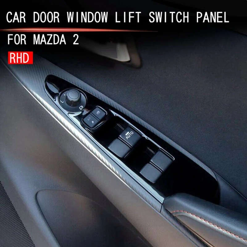 Car Window Glass Lifter Switch Panel Window Lifter Switch Decorative Cover for Mazda 2 2019-21 RHD