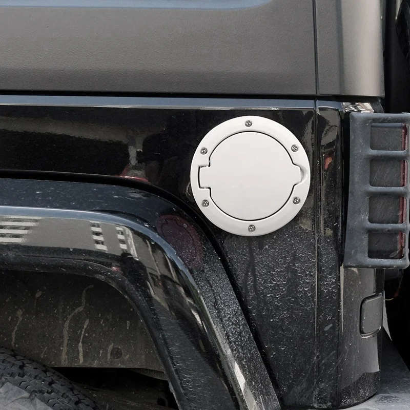 Gas Cap Cover White JK Fuel Door Gas Cover for Jeep Wrangler JK 2-Door 4-Door Sahara 2007-