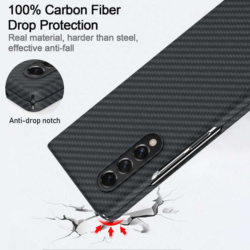 Luxury Pure Carbon Fiber Case for Samsung Galaxy Z Fold 3 Ultra-thin Aramid Fiber Fold 3 P
