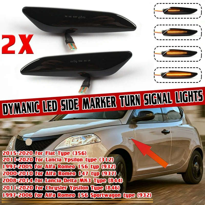 LED Dynamic Front Side Marker Lights Turn Signal Blinker for Alfa Romeo 156 / 156 Sportwagon Typ