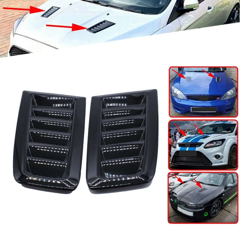 2Pcs Car Front Engine Hood Bonnet Vents Hood Air Outlet Louvers Spoiler Trim for Ford