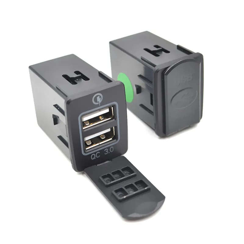 Quick 3 Charger Dual USB Ports Charging Socket Adapter Switch For Mitsubishi Outlander 3 Xpander