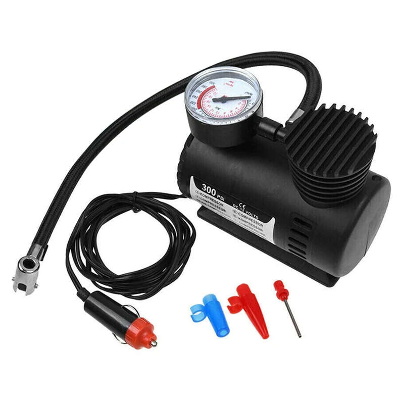 12V 300PSI Auto Car Electric Tire Air Inflator Pump Portable Air Compressor Black