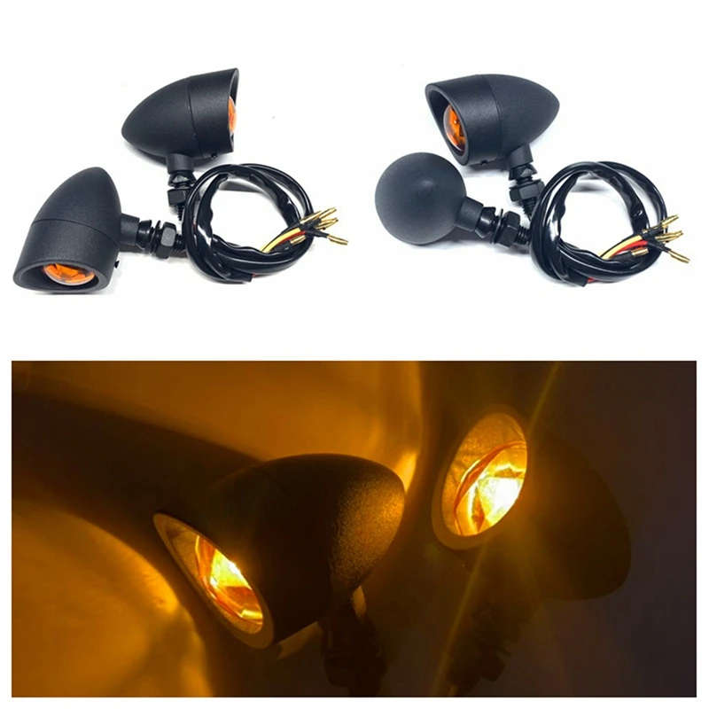 1 Pair Motorcycle Amber Turn Signals Indicator Lights Motorcycle Vintage Turn Signal Universal
