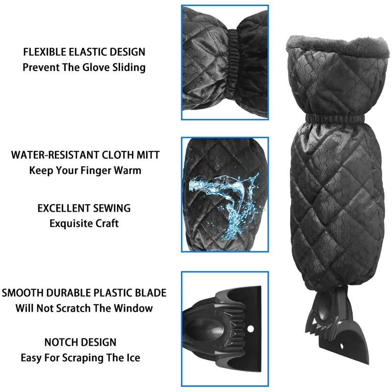 Ice Scraper Mitt Glove Windshield Snow Scraper Waterproof Snow Remover