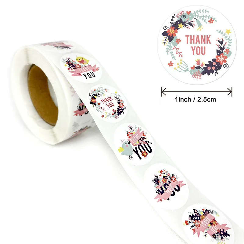 100pcs/roll Thank You Stickers for Seal Labels 1 Inch Gift Packaging Stickers