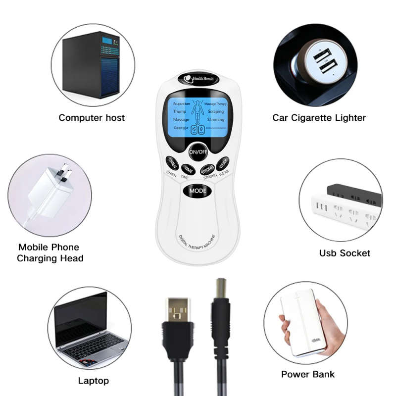 8 mode EMS Electric herald Tens Machine Acupuncture Body Massage Digital Therapy Massager