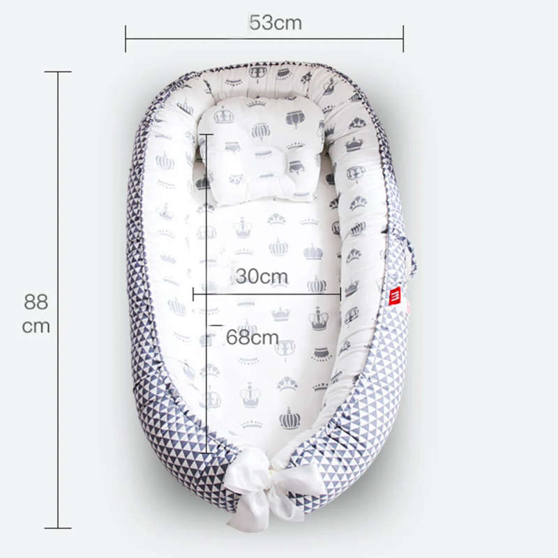 Baby Nest Bed Portable Crib Travel Bed Infant Toddler Washable Cotton Cradle for Newborn Baby Sleep