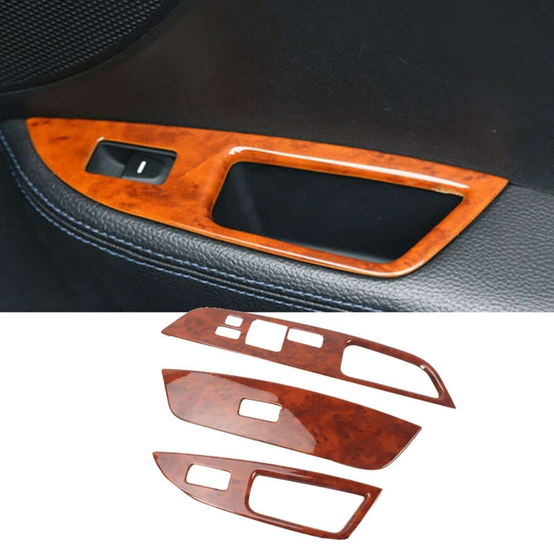 3Pcs for Hyundai Veloster 2011-2017 Peach Wood Grain Window Lift Switch Button Panel Cover Trim