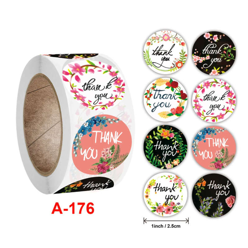 100pcs/roll Flower Label Stickers Paper Cute Thank You Stickers