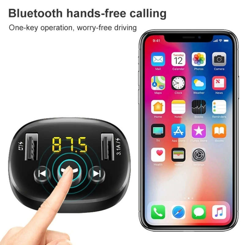 Car MP3 Player Multi-functional Smart Dual USB Bluetooth Hands-free Receiver Compatible