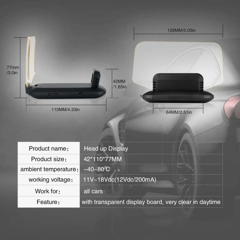 C1 OBD2 + GPS Mode Car HUD Head-up Display Compass / Speed / Water Temperature / Voltage Display