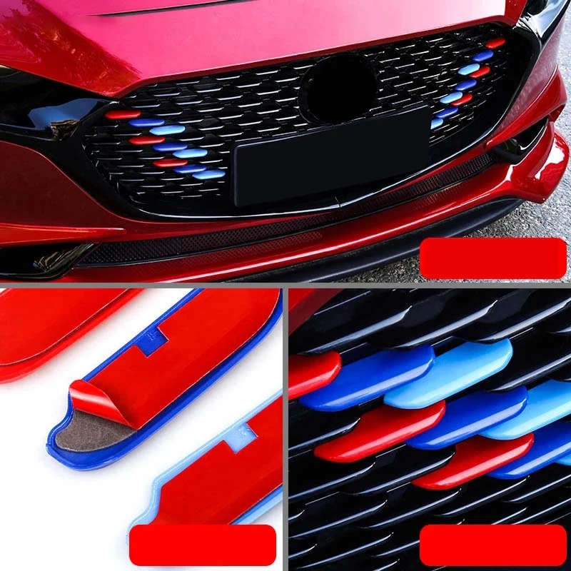 Car Front Face Middle Net Bright Sequins Protection Strip Three Colors for Mazda 3 Axela 2019-21