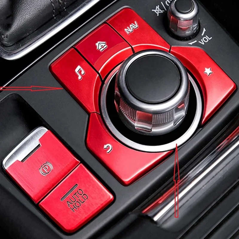 Car Aluminum Multimedia Button Cover Frame Trim Sticker for Mazda 3 Axela CX-4 CX-5 LHD Accessories