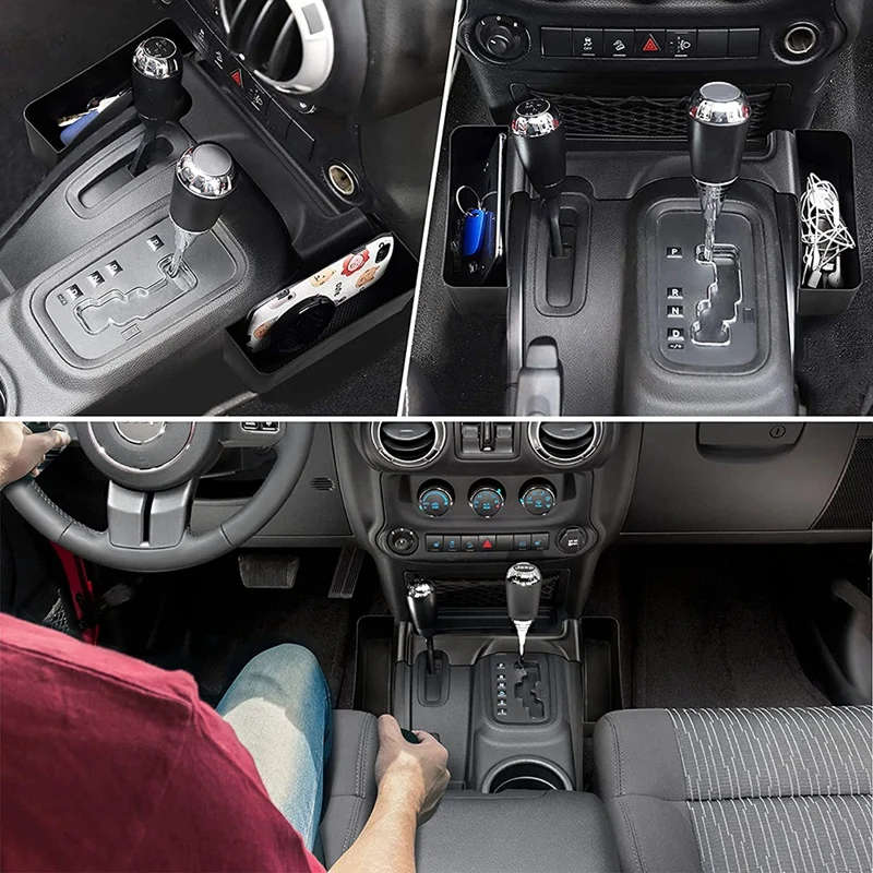 Gear Tray for 2011-2017 Jeep Wrangler JK Gear Shift Storage Box with Double Sides Adhesive Tape