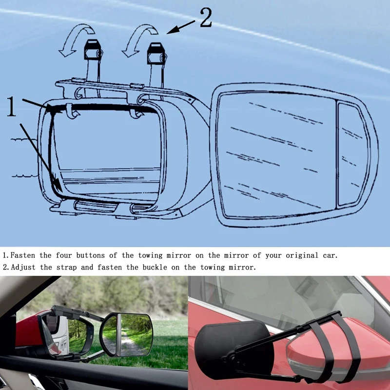 Car Towing Mirror Adjustable Dual Extension Mirrors Long Arm Wing Mirrors for RV Caravan Trailer