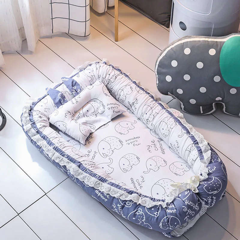 Baby Nest Bed Portable Crib Travel Bed Infant Toddler Washable Cotton Cradle for Newborn Baby Sleep