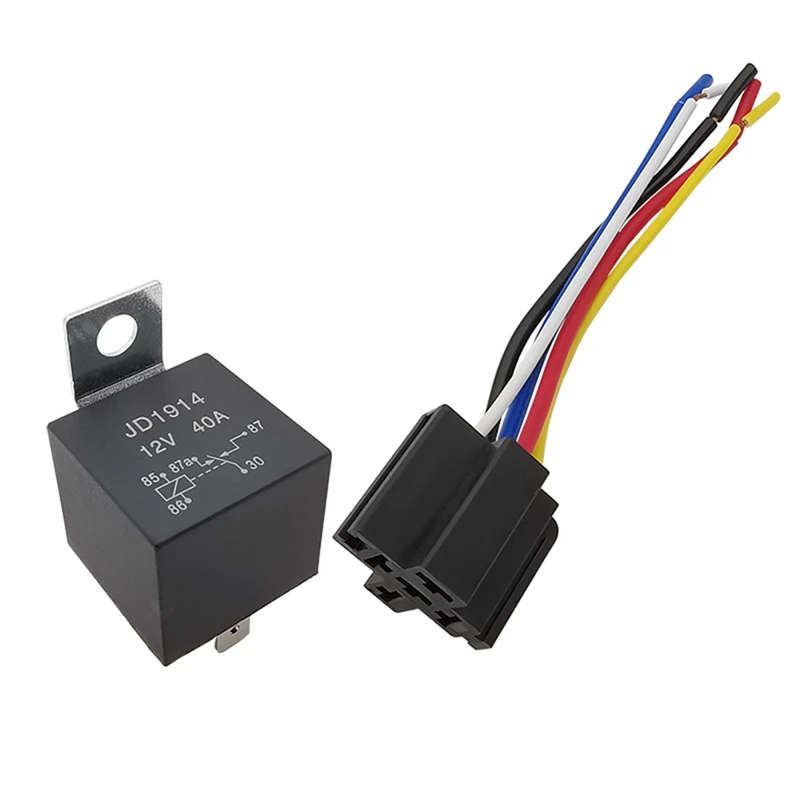 JD1914 Automotive Relay Harness Set 5-Pin 40A 12V SPDT with Interlocking Relay Socket