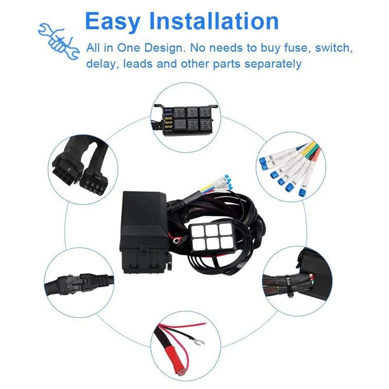 6 Gang Switch Panel Electronic Relay System Circuit Control Box Waterproof Fuse Relay Box