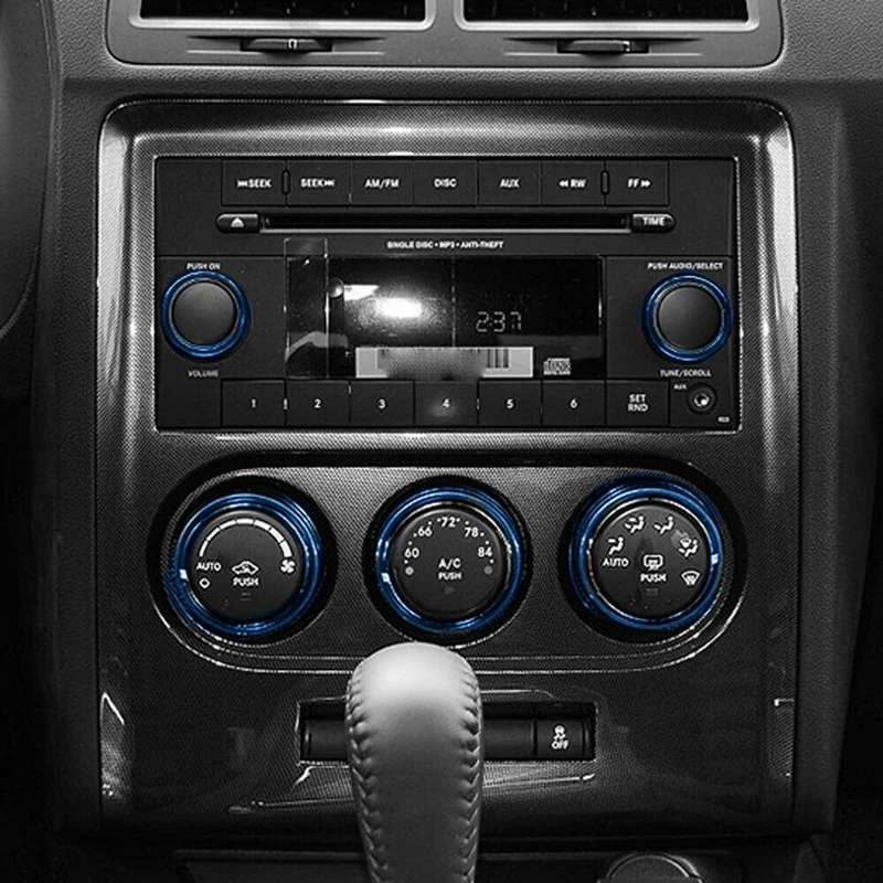 Air Conditioner & CD Switch Knob Trim Ring Cover for Dodge Challenger 2009-2014 5Pack