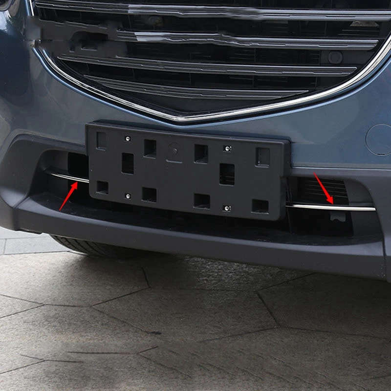 2PCS Car Grille Trim Front Bumper Lower Radiator Cover Strips for Mazda CX-5 2017-2020