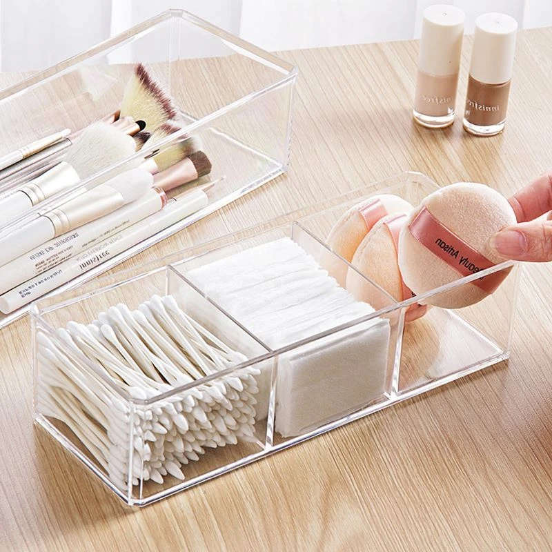 Clear Acrylic 2 Tier 4 Compartments Cosmetic Organizer