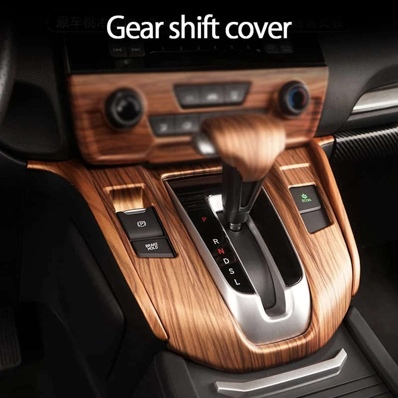 Car Peach Wood Grain Gear Panel Cover and Center Console CD Panel Cover Trim for Honda CR-V CRV