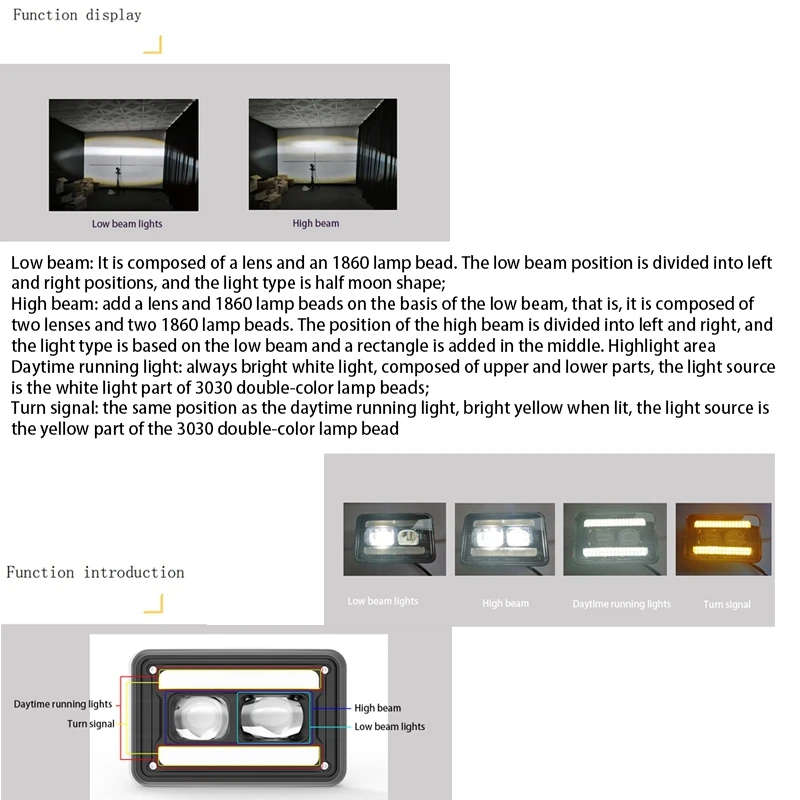Led Headlight Turn Signal Light DRL Waterproof 20W 6500K head light lamp Hi/Lo Beam