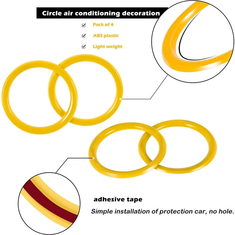 Air Conditioner Vent Ring for Jeep Wrangler JL JLU & Gladiator JT 2018-2021 (Yellow)