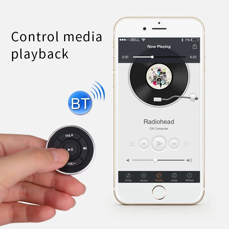Car Steering Wheel Wireless Bluetooth Controller Mobile Phone Steering Wheel Remote Controller