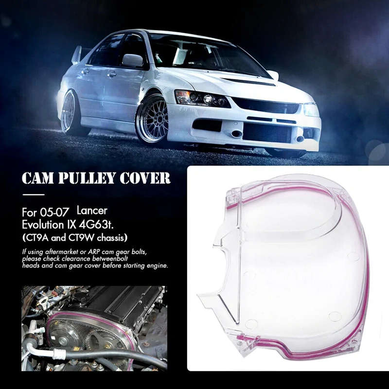 Clear Cam Gear Timing Belt Cover Turbo Cam Pulley for Mitsubishi Lancer Evolution EVO 9 IX Mivec