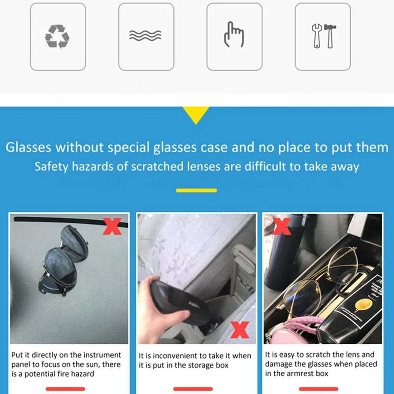 Car Glasses Case Roof Handle Storage Box Clip Glasses Holder for Benz Smart Fortwo 453 2015-2021